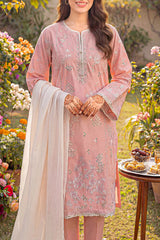 Solid Embroidered Cambric Stitched 3 Piece