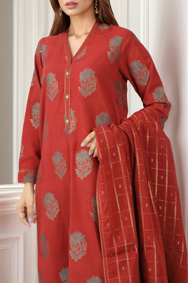 Unstitched Cotton Jacquard 3 Piece