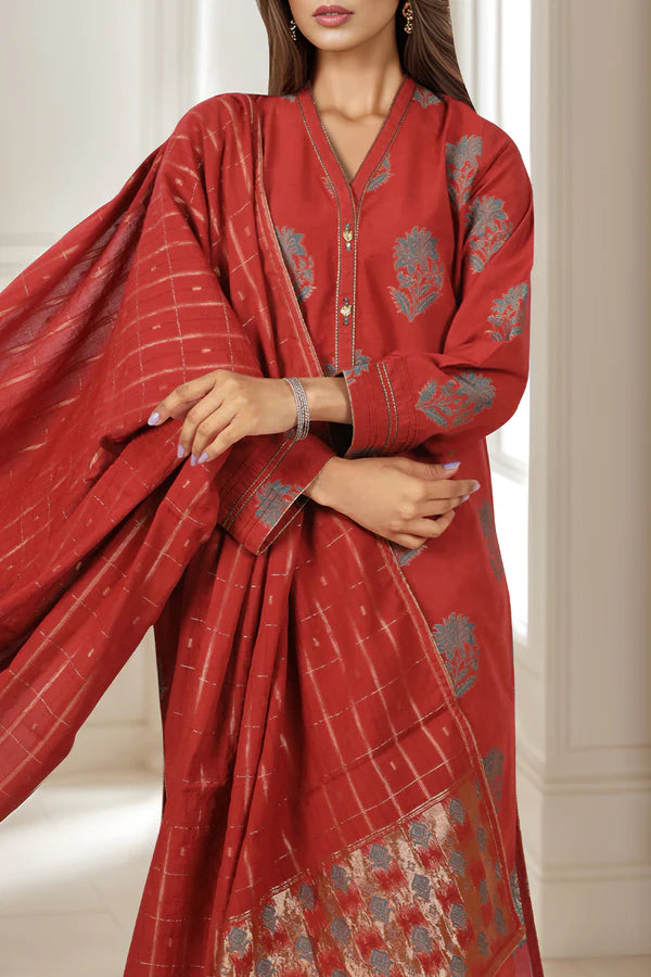 Unstitched Cotton Jacquard 3 Piece