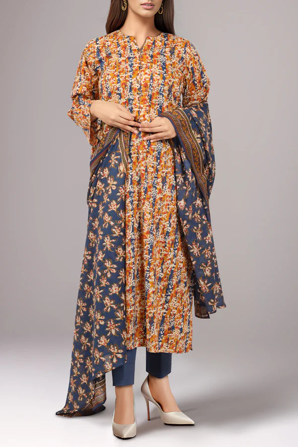 Unstitched Printed Lawn 3 Piece