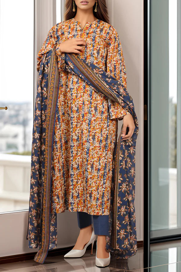 Unstitched Printed Lawn 3 Piece