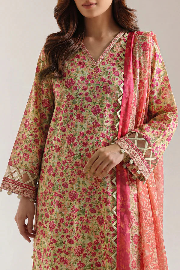 Unstitched Printed Lawn 3 Piece