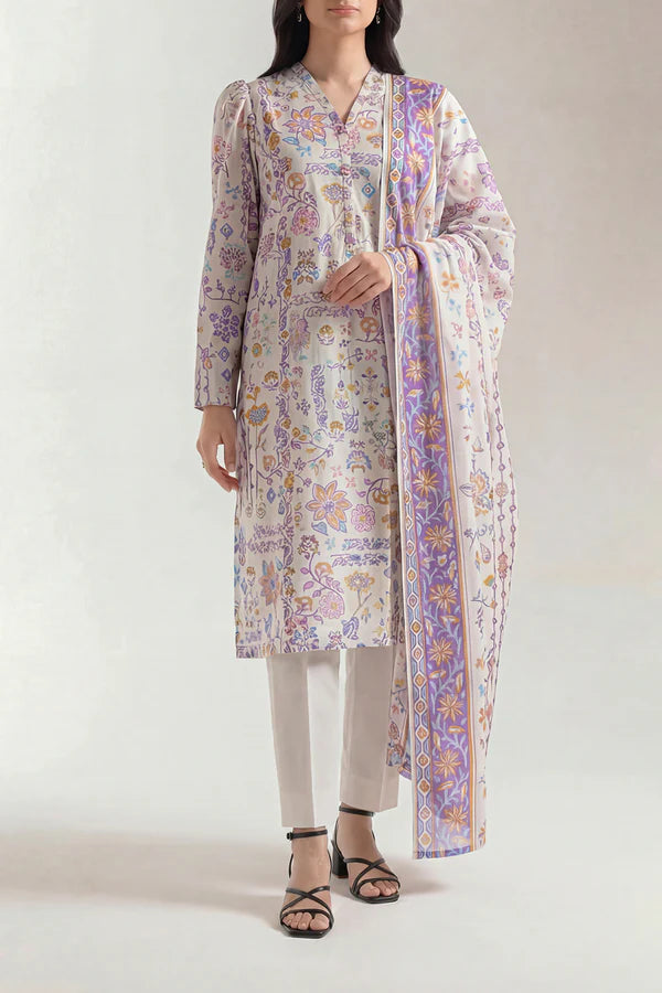 Unstitched Printed Lawn 3 Piece