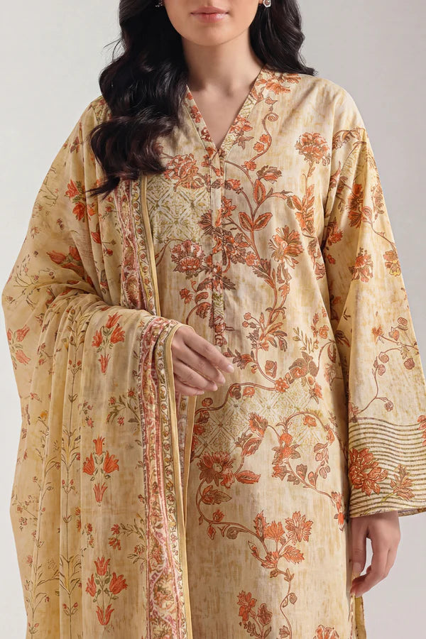 Unstitched Printed Lawn 3 Piece