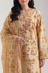 Unstitched Printed Lawn 3 Piece