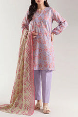 Unstitched Printed Self Strip Lawn 3 Piece