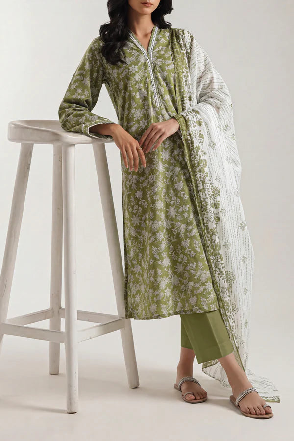 Unstitched Printed Lawn 3 Piece