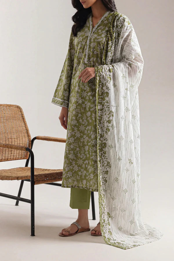Unstitched Printed Lawn 3 Piece