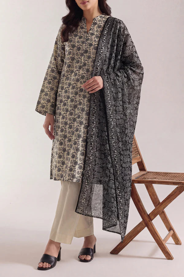 Unstitched Printed Lawn 3 Piece