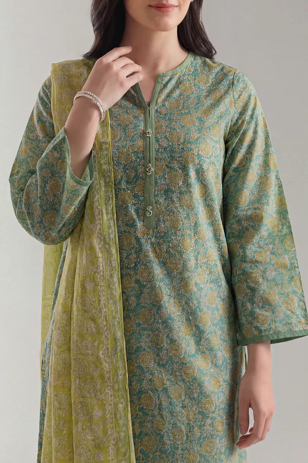 Unstitched Printed Lawn 3 Piece