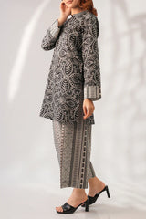 Unstitched Printed Self Strip Lawn 2 Piece (Shirt/Trouser)