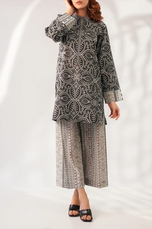 Unstitched Printed Self Strip Lawn 2 Piece (Shirt/Trouser)