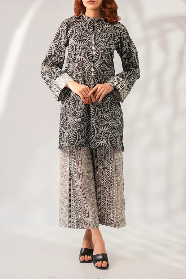 Unstitched Printed Self Strip Lawn 2 Piece (Shirt/Trouser)