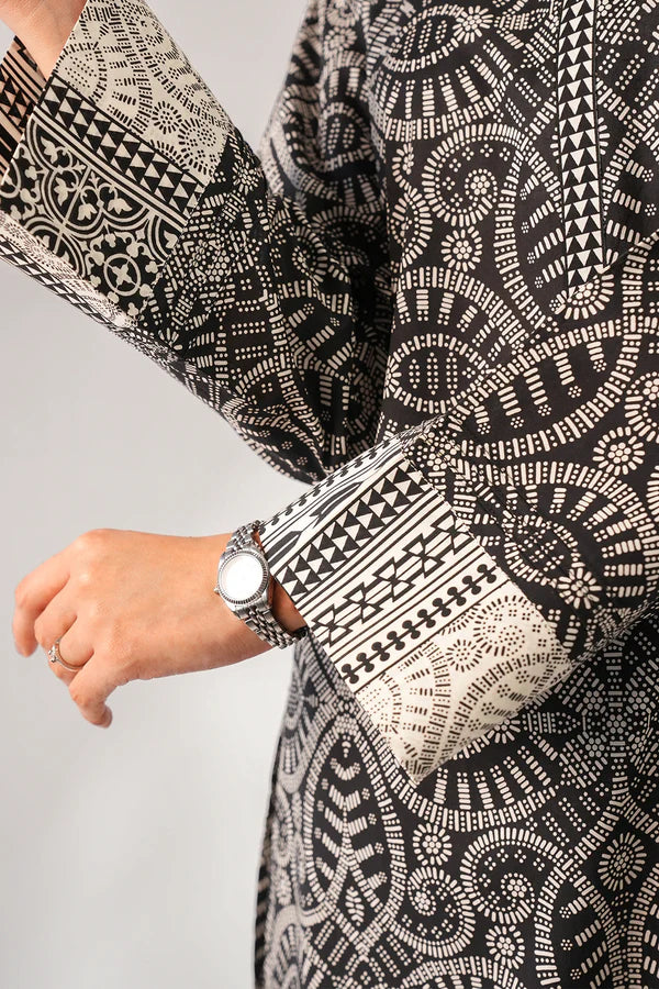 Unstitched Printed Self Strip Lawn 2 Piece (Shirt/Trouser)