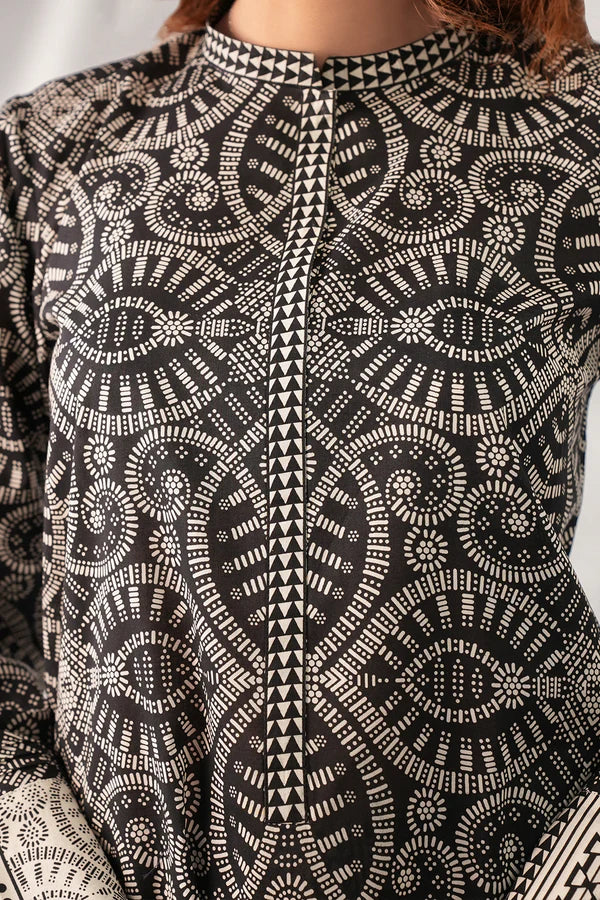 Unstitched Printed Self Strip Lawn 2 Piece (Shirt/Trouser)