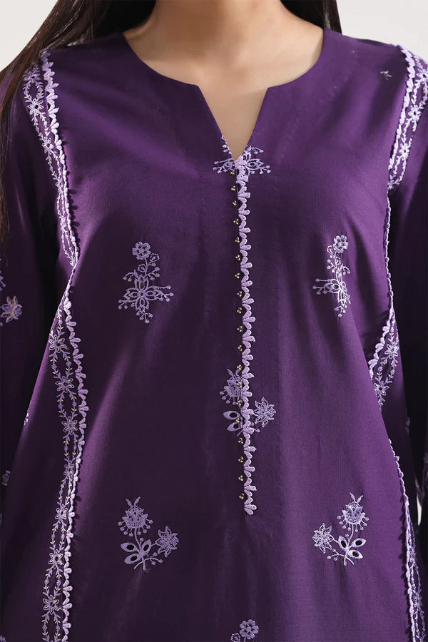 Unstitched Solid Embroidered Cambric 3 Piece