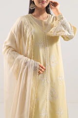 Unstitched Solid Embroidered Cambric 3 Piece with Chiffon Dupatta