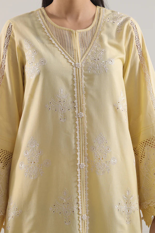 Unstitched Solid Embroidered Cambric 3 Piece with Chiffon Dupatta