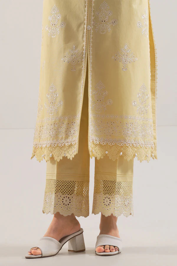 Unstitched Solid Embroidered Cambric 3 Piece with Chiffon Dupatta