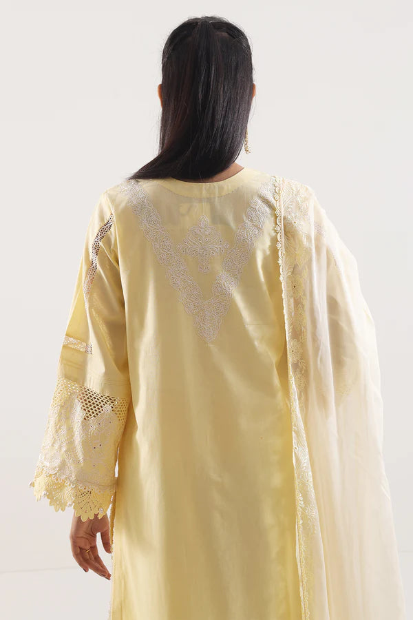 Unstitched Solid Embroidered Cambric 3 Piece with Chiffon Dupatta