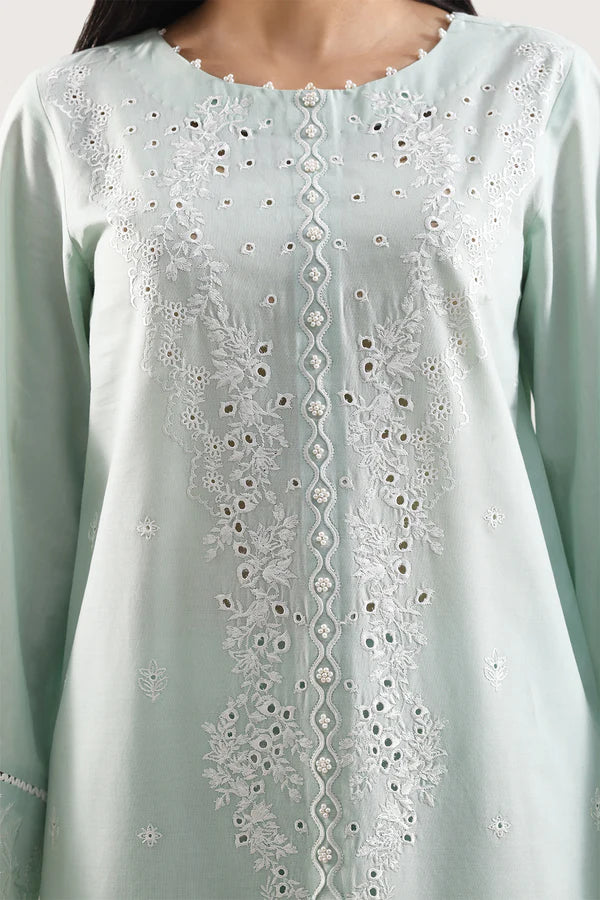 Unstitched Solid+Embroidered Cambric 3 Piece With (Chiffon Dupatta)