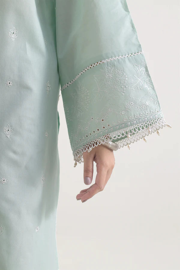 Unstitched Solid+Embroidered Cambric 3 Piece With (Chiffon Dupatta)