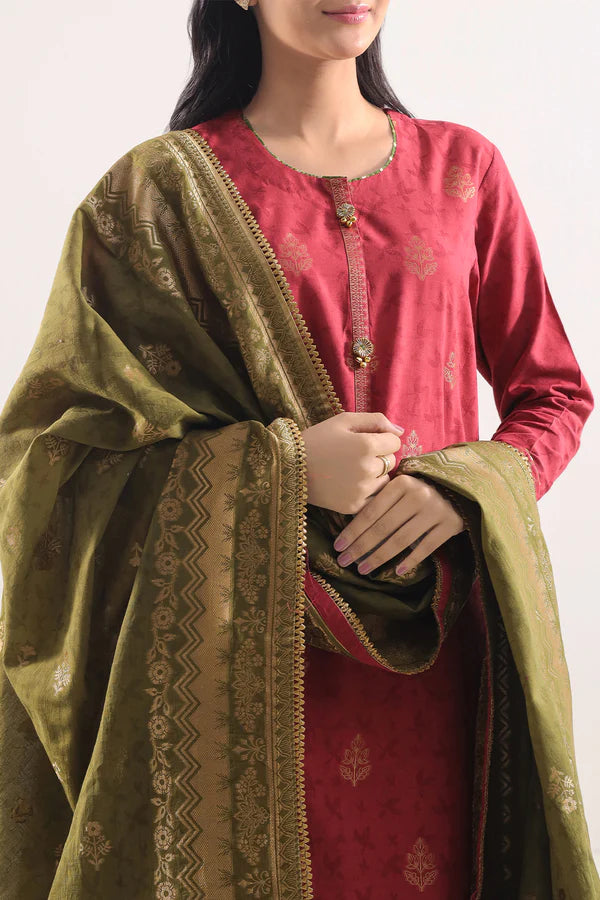 Unstitched Cotton Jacquard 3 Piece