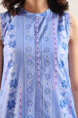Unstitched Printed Stripe Lawn 3 Piece
