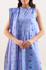 Unstitched Printed Stripe Lawn 3 Piece