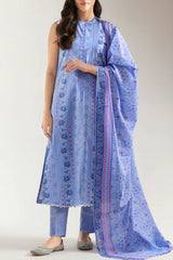 Unstitched Printed Stripe Lawn 3 Piece