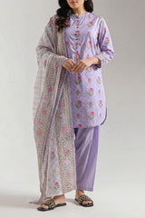 Unstitched Printed Self Strip Lawn 3 Piece