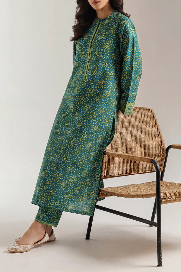 Unstitched Printed Self Stripe Lawn 2 Piece (Shirt/Trouser)