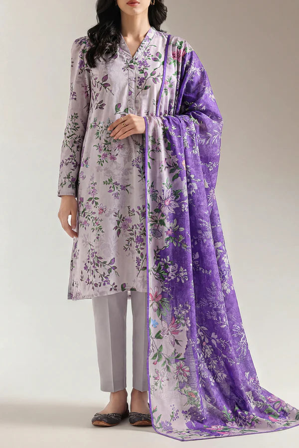 Unstitched Printed Karandi 3 Piece