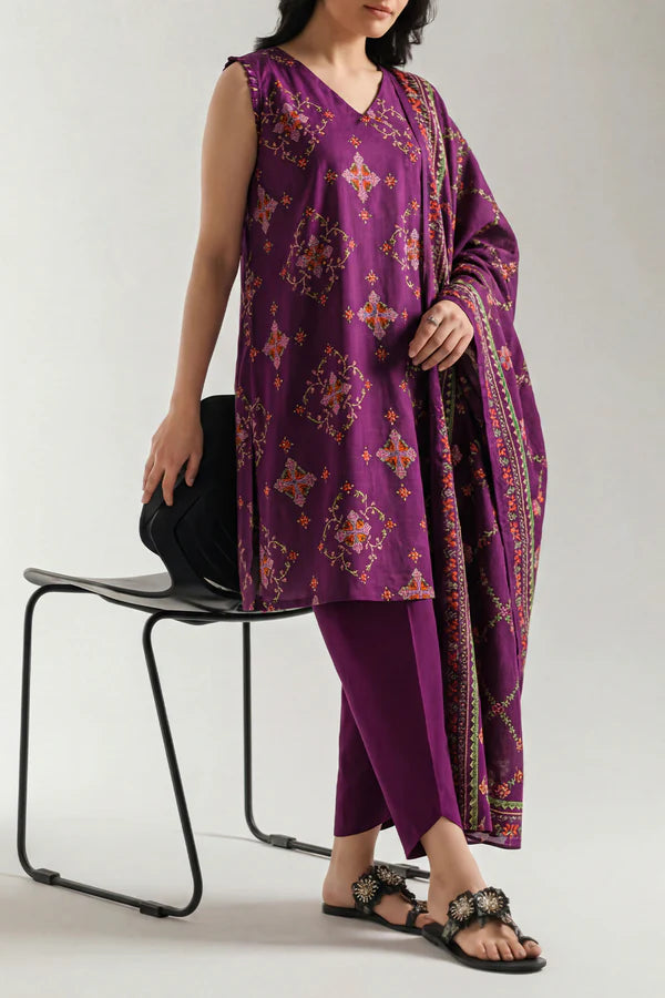 Unstitched Printed Lawn 3 Piece