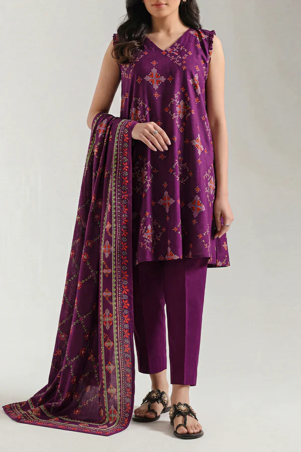 Unstitched Printed Lawn 3 Piece