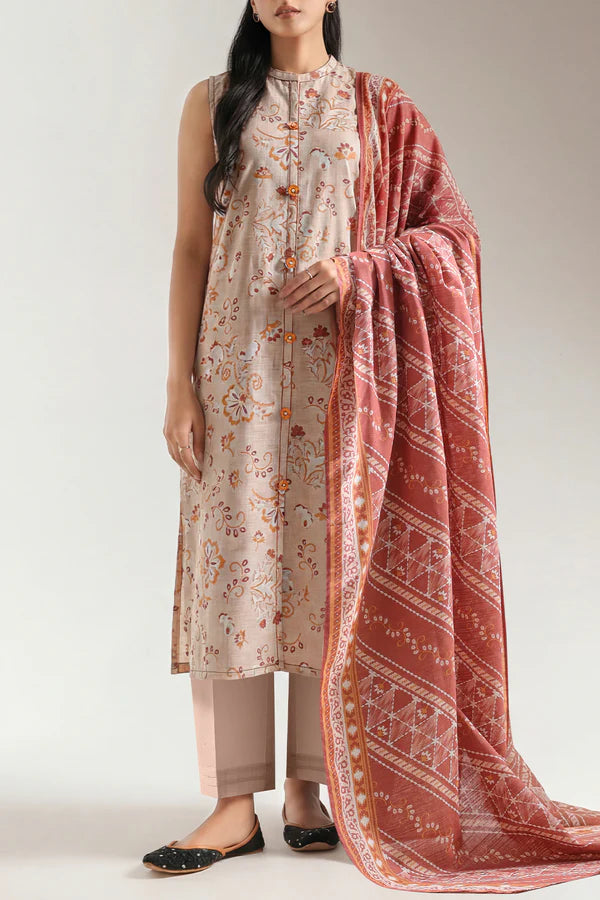 Unstitched Printed Lawn 3 Piece