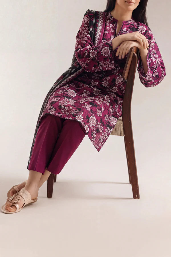 Unstitched Printed Self Strip Lawn 3 Piece