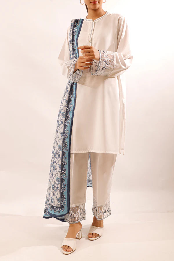 Solid Embroidered Easy Care Fabric Stitched 2 Piece (Shirt/Trouser)