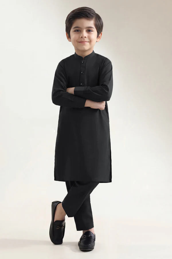 Solid Wash N Wear Stitched 2 Piece (Shirt/Trouser) For Boys