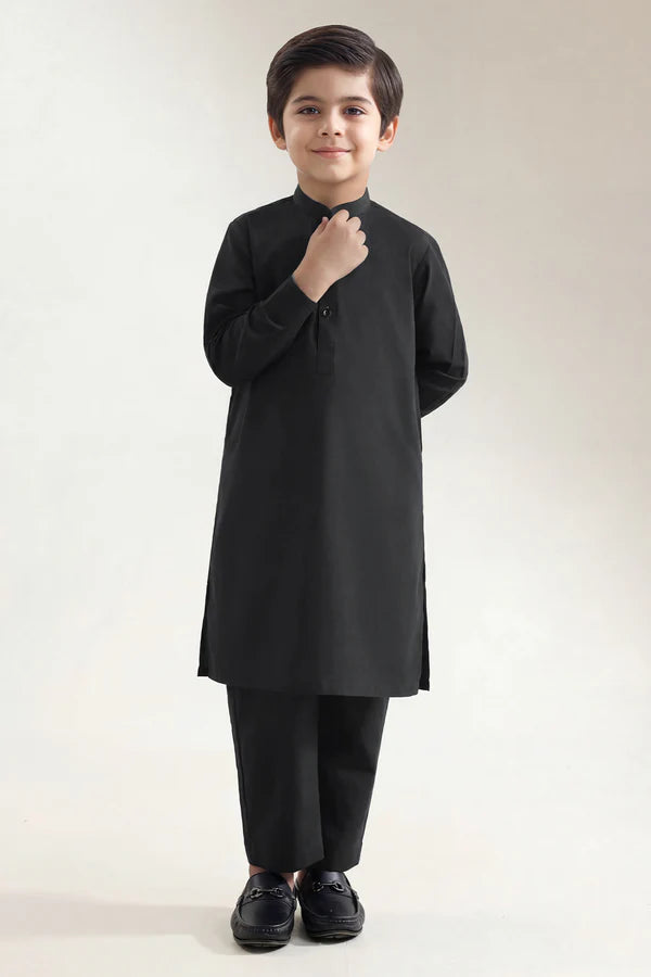 Solid Wash N Wear Stitched 2 Piece (Shirt/Trouser) For Boys
