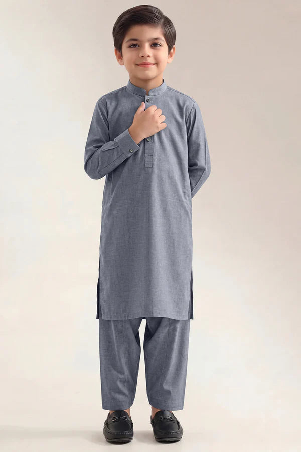 Solid Wash N Wear Stitched 2 Piece (Shirt/Trouser) For Boys