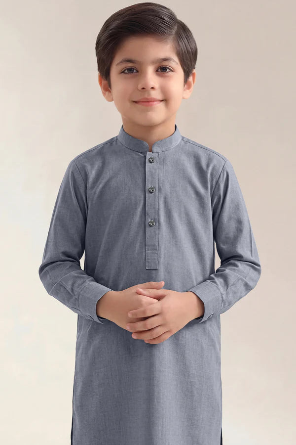 Solid Wash N Wear Stitched 2 Piece (Shirt/Trouser) For Boys