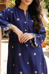 Solid Embroidered Korean Raw Silk Stitched 2 Piece (Shirt/Trouser)