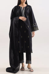 Solid Embroidered Cotton Stitched 3 Piece