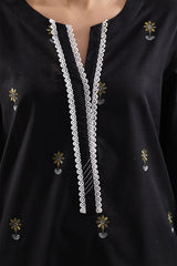 Solid Embroidered Cotton Stitched 3 Piece
