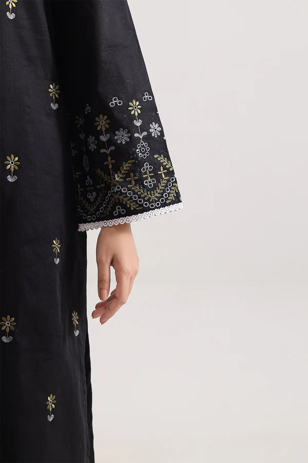 Solid Embroidered Cotton Stitched 3 Piece