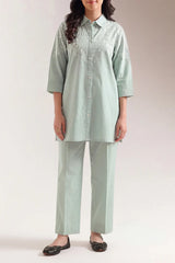 Solid Embroidered Poplin Stitched 2 piece (Shirt/Trouser)