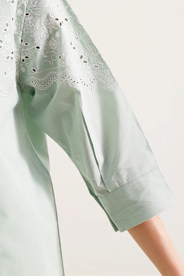 Solid Embroidered Poplin Stitched 2 piece (Shirt/Trouser)