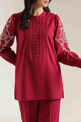 Solid Embroidered Poplin Stitched 2 piece (Shirt/Trouser)