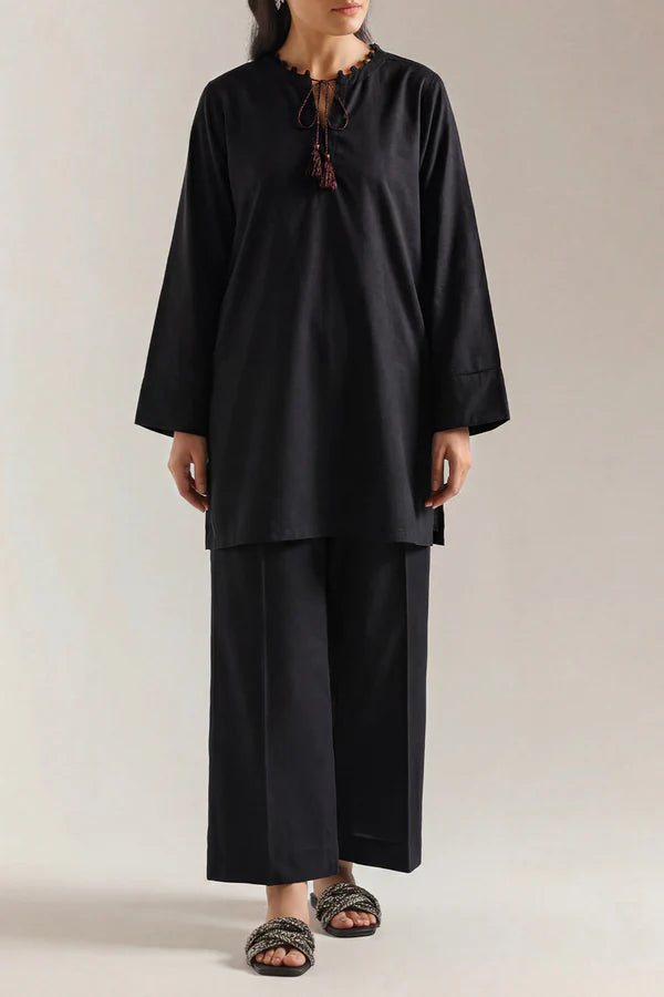 Solid Embroidered Poplin Stitched 2 piece (Shirt/Trouser)